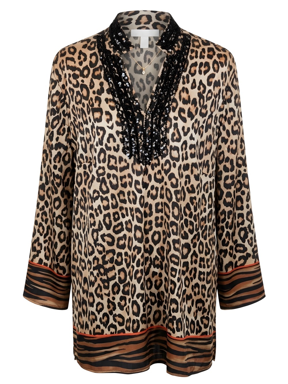 Chico's Leopard Print Top in Tan, Black and Brown